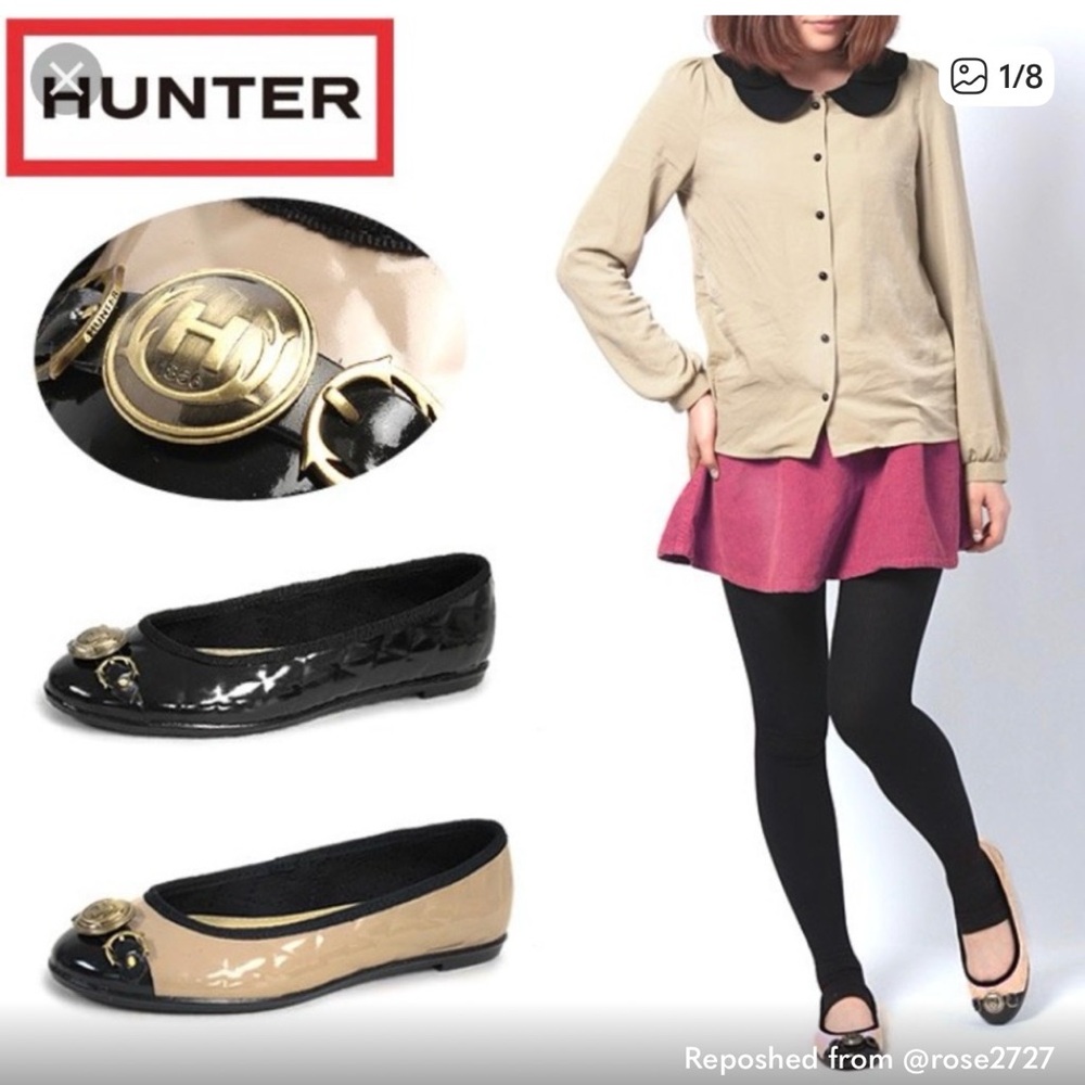 Hunter Black and Beige Quilted Women's Flats - Picture 7 of 7